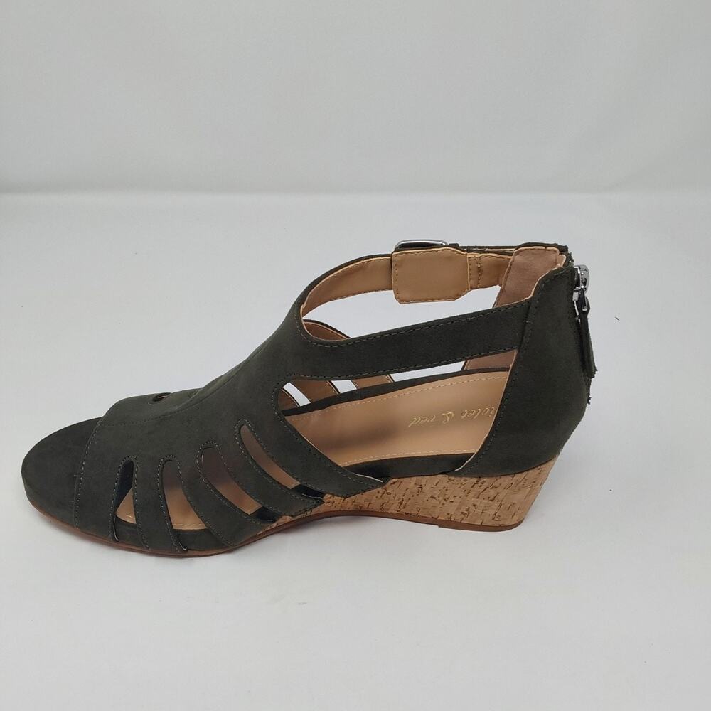 Violet & Red Women’s Green Cork Wedge Sandals Strappy Open Toe Buckle Size 9.5 - Picture 7 of 13